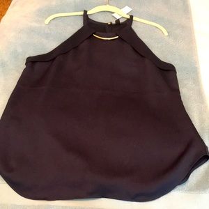 Ann Taylor halter strappy tank with gold necklace detail (could be cut out)
